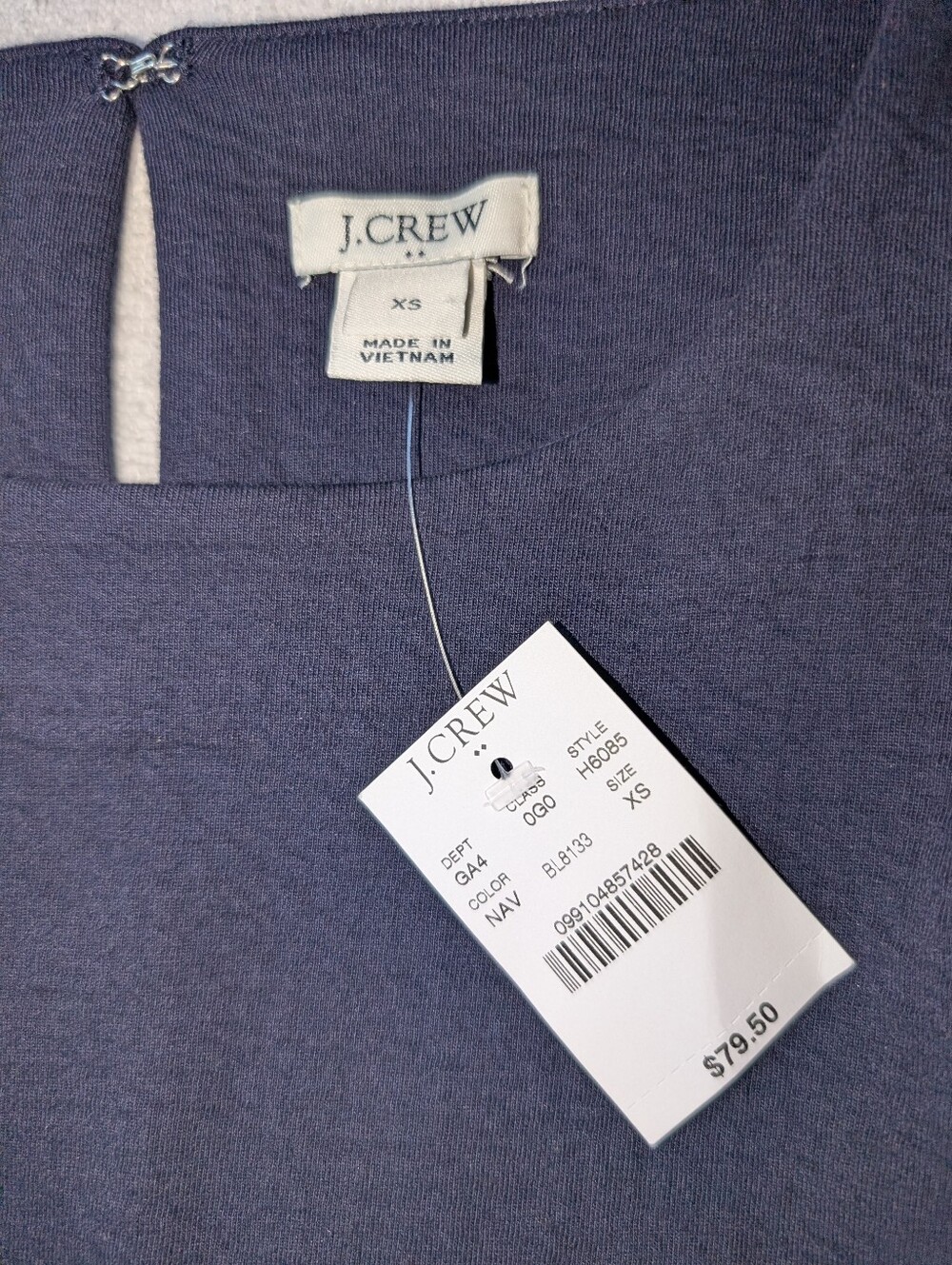 J.CREW Woman's Navy Blue Textured Dress Featuring Bell Sleeves - Size XS - Picture 4 of 4